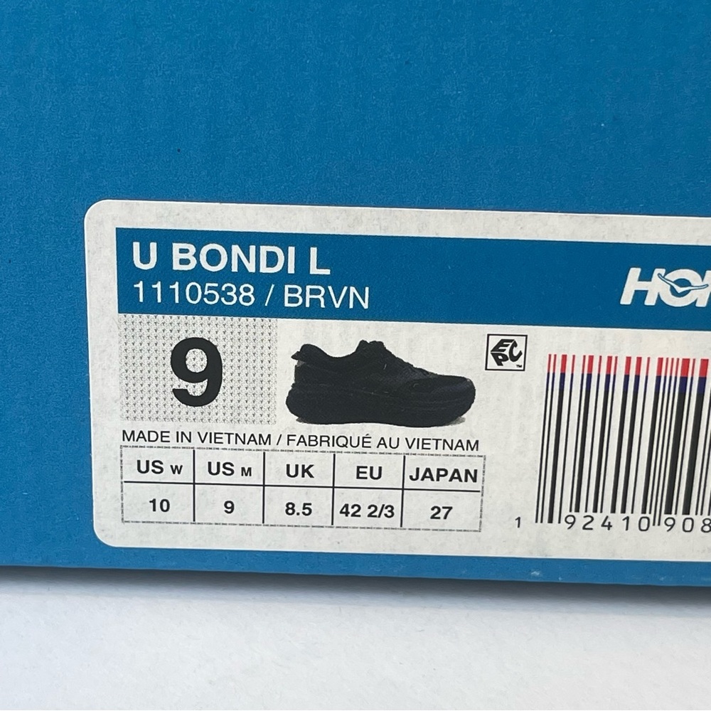 NWT Hoka Bondi L Leather U Unisex , Hoka One One All Black Cushioned Shoes  BRVN - Picture 3 of 16